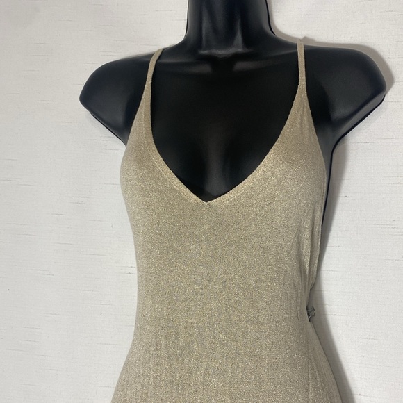 ZARA Metallic Thread Knit Maxi Dress in Golden Size M - Picture 3 of 9